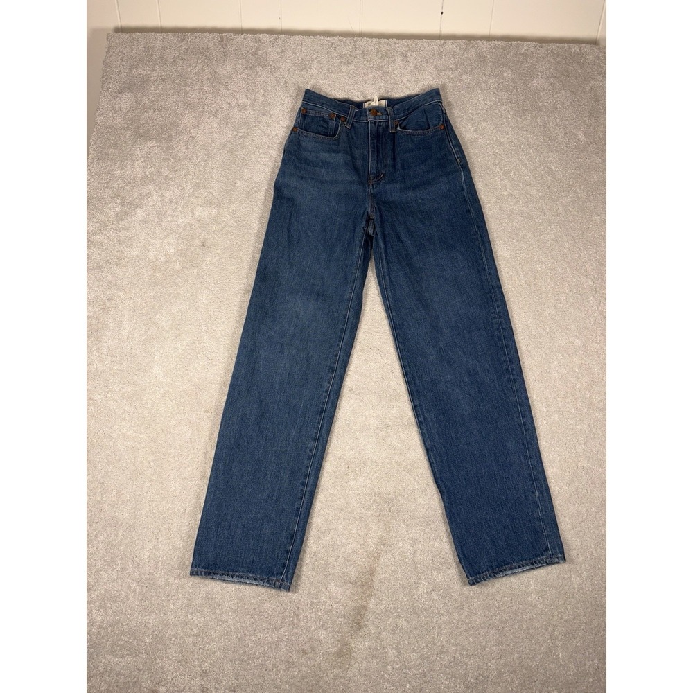 Madewell Blue Jeans Baggy Straight Leg 24 High Rise Denim Pants Cotton Hemp